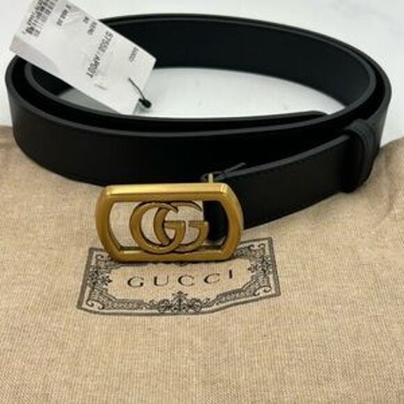 Men's Gucci double G black leather belt size 90 cm/36 inches made in Italy - Picture 11 of 12